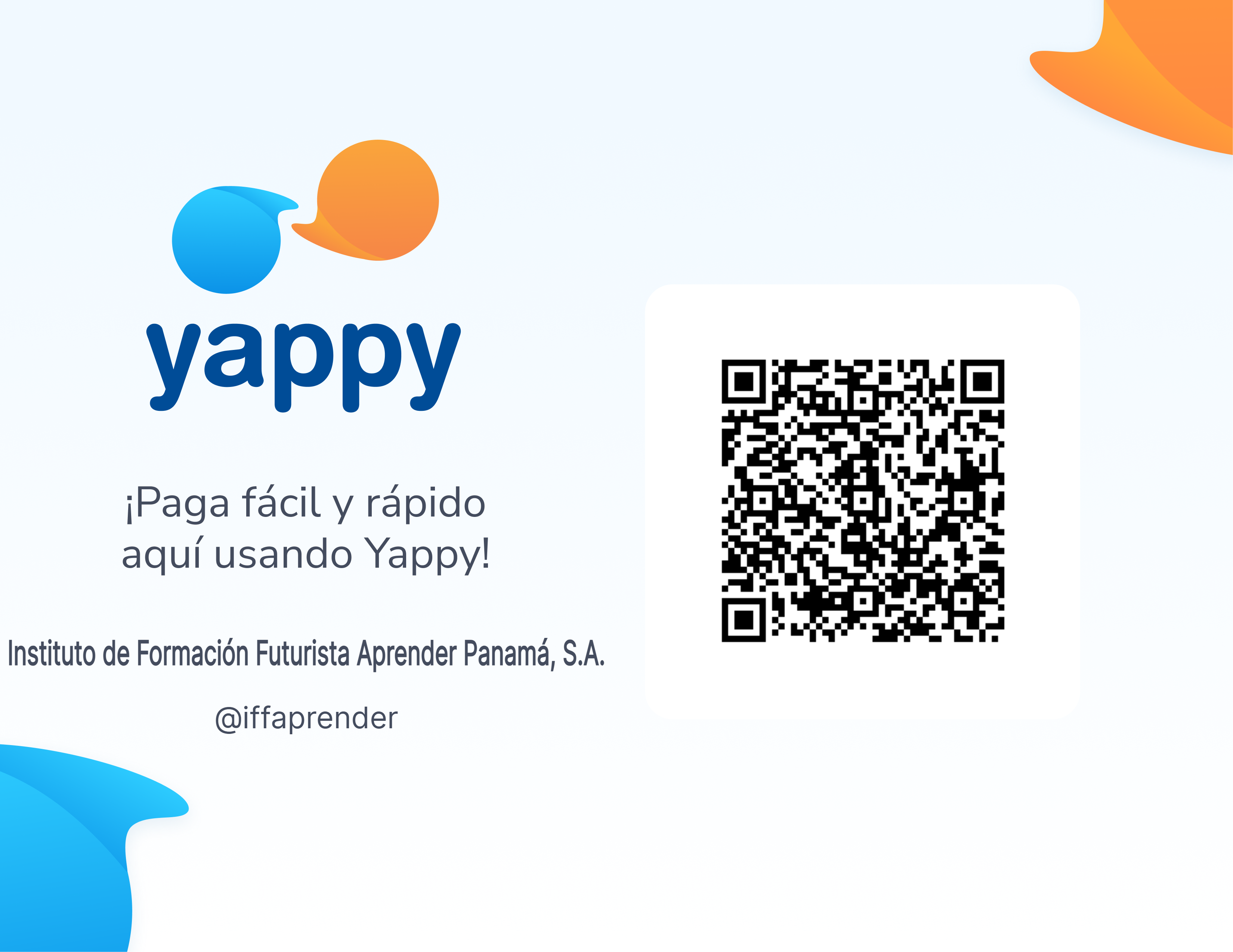 Código QR de Yappy para IFF Aprender Panamá